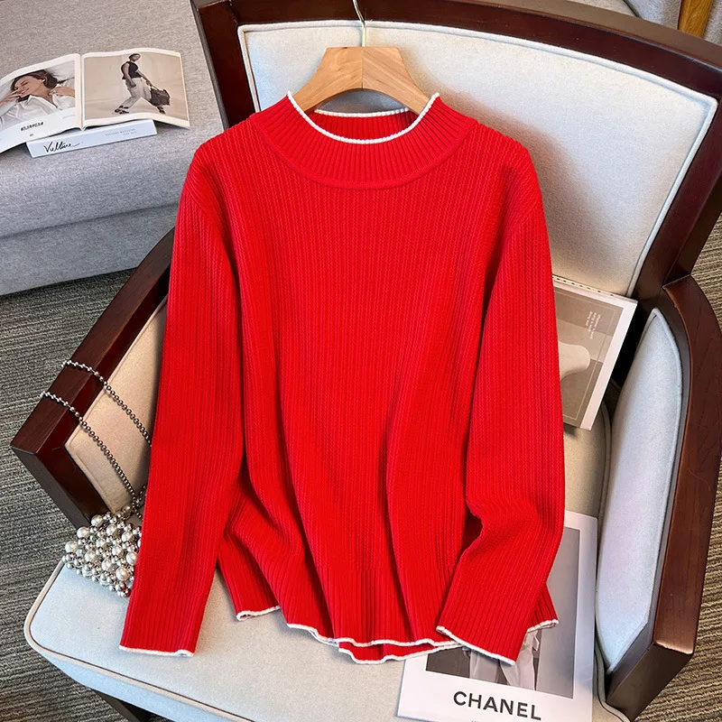 6XL 7XL 100/150kg Big Size Women Clothing Large Size Women Knitted Tops Slimming Autumn Winter Bottoming Sweaters Women Pullover