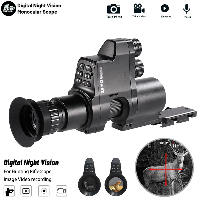 

NV4B Clip-on Night Vision Scope Device Round Screen Crosshair 4X Zoom HD Video Camera Attach Night Hunting IR Digital Monocular