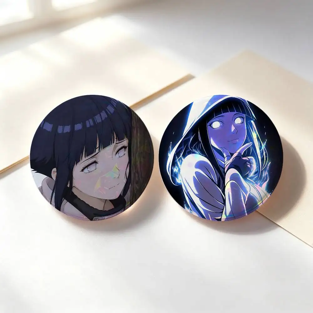 Anime Naruto Cute Hinata Hyuga Badges 25 32 44 58 75 mm Round Cosplay Pin Bag Decor Fans Collect Friends Gifts Brooch Souvenir