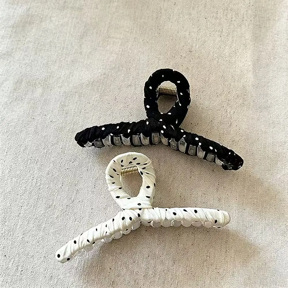 French Sweet Black White Polka Dot Butterfly Knot Hair Clip Fashion Trend Versatile Shark Clamp Simple Duckbill Clamp Hair Acces