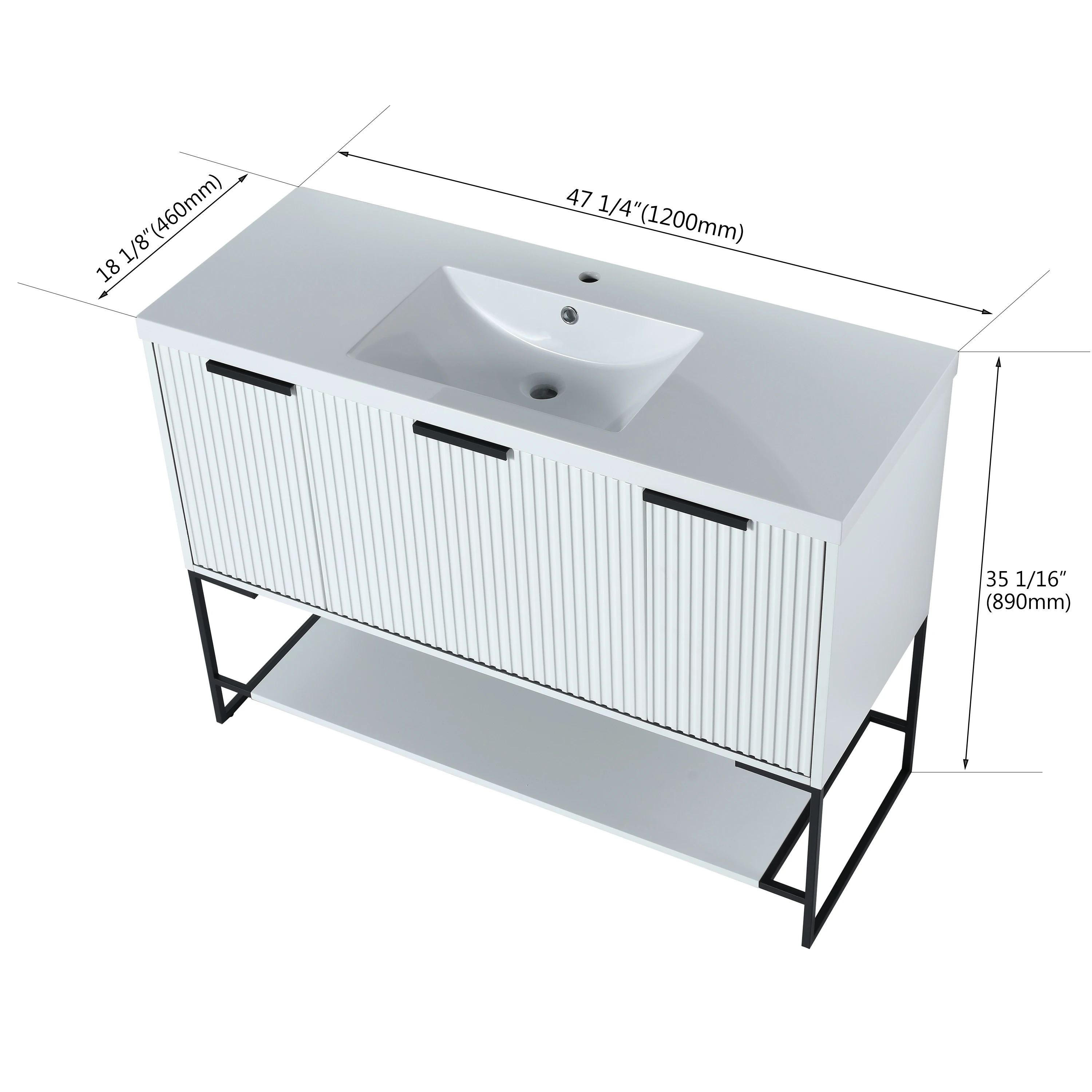 Stylish 48 Inch Freestanding Bathroom Sink with Resin Basin, Ideal for Your Modern Home