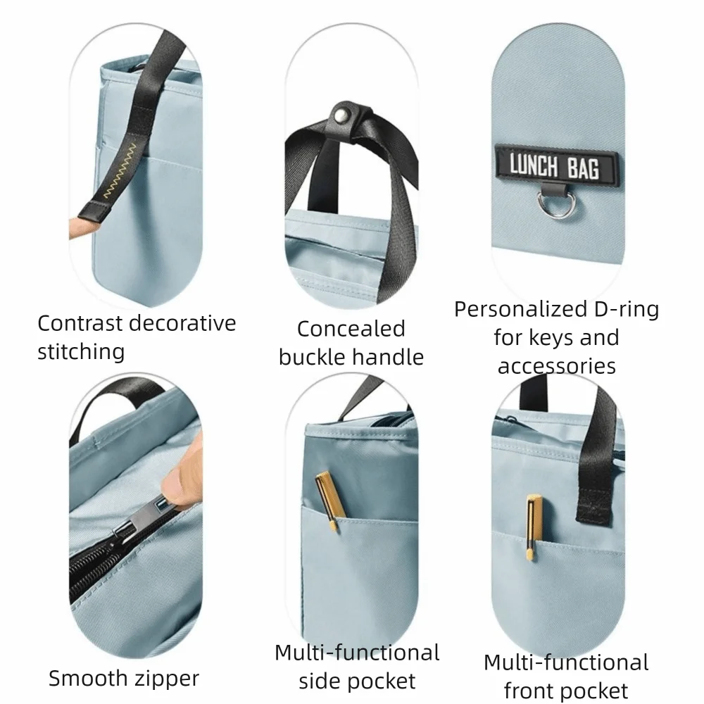 

Large Capacity Insulated Lunch Box Zipper Closure Insulated Design Picnic Handbag Thermal Material Waterproof