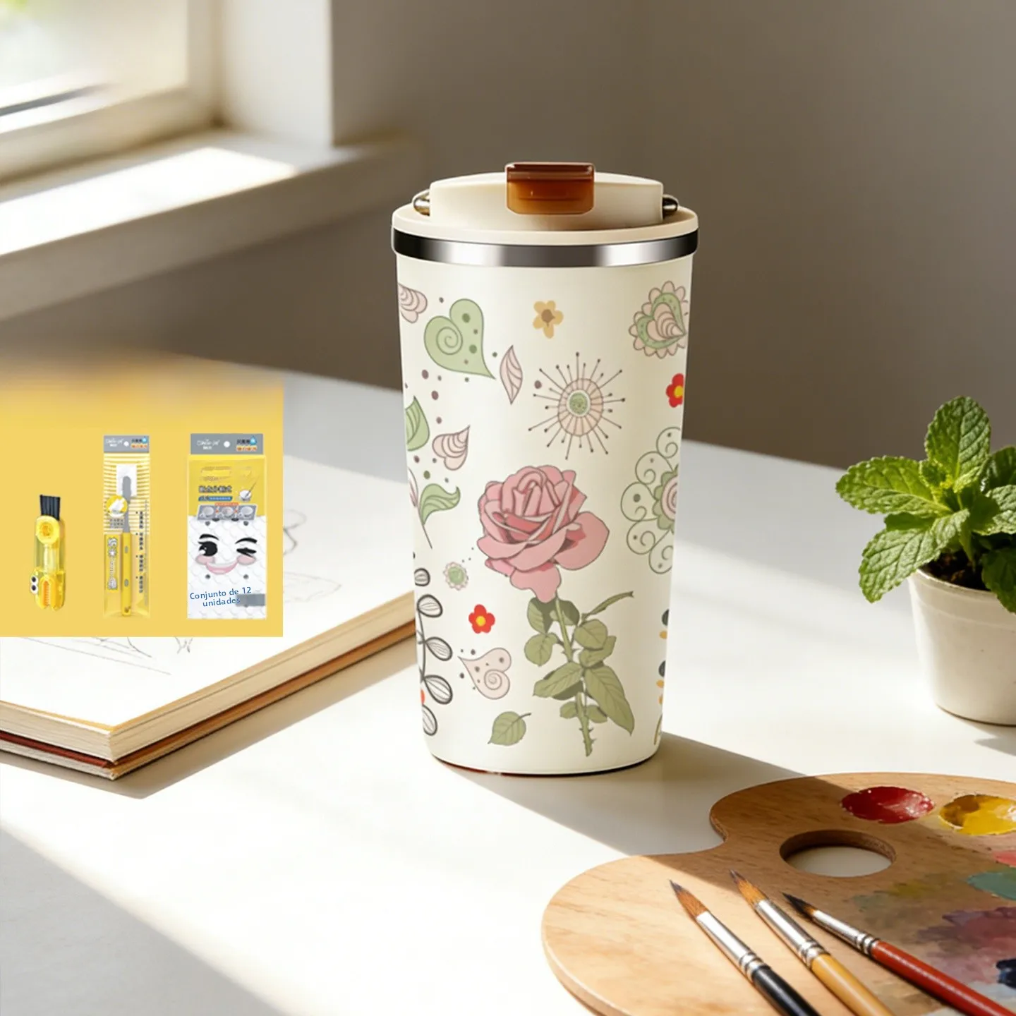 xishi-coffee-cup-portable-insulated-cooling-handheld-water-cup-for-women-bookstore-gifts-cute-floral-stainless-steel-ceramic
