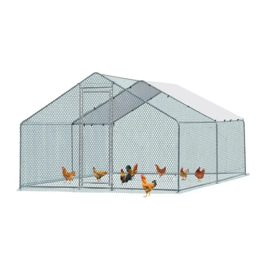 

13 X 10 Ft Large Metal Chicken Coop, Poultry Habitat Cages with Waterproof Covers, Walk-in Chicken Coop