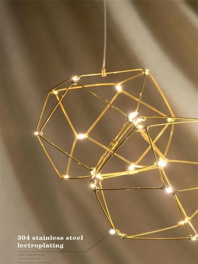Polyhedral Starlight Chandelier Minimalist Creative Bar Restaurant Firefly Chandelier