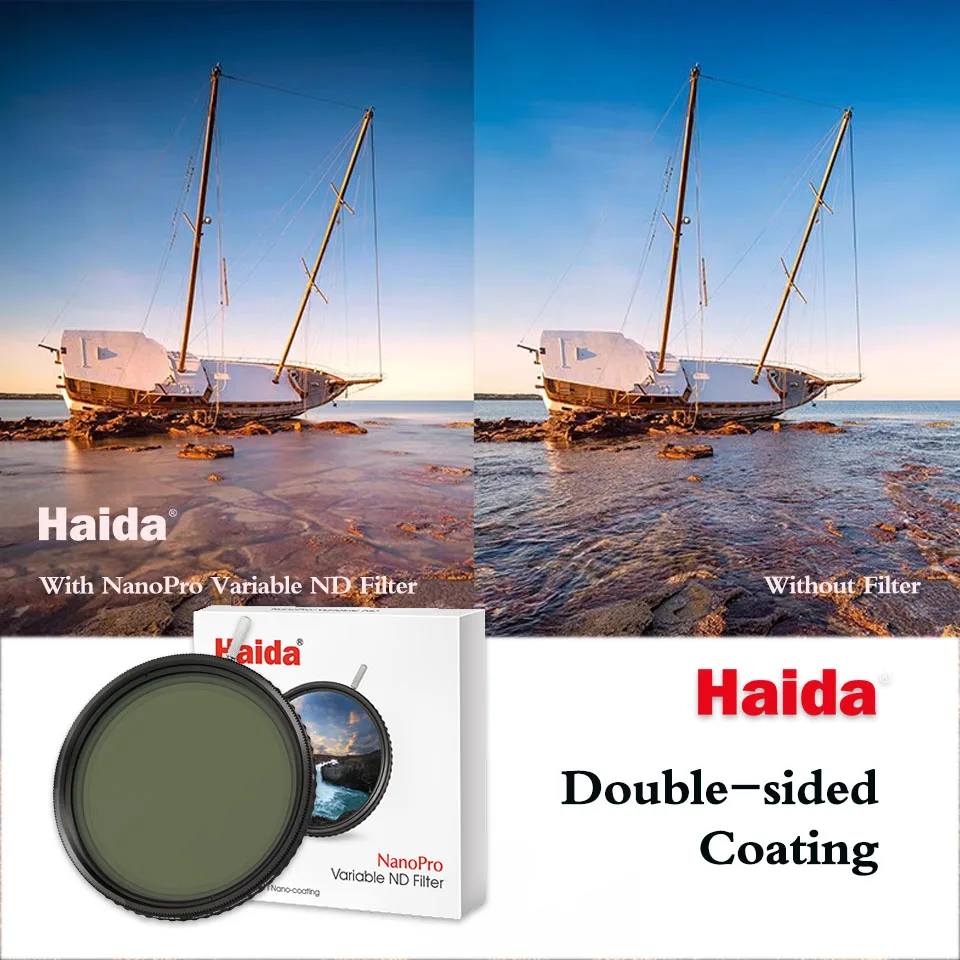 Haida NanoPro Variable ND Filter from ND12-ND400 Double-sided MC Medium Gray Density Adjustable Scrim Filter for Camera Lens