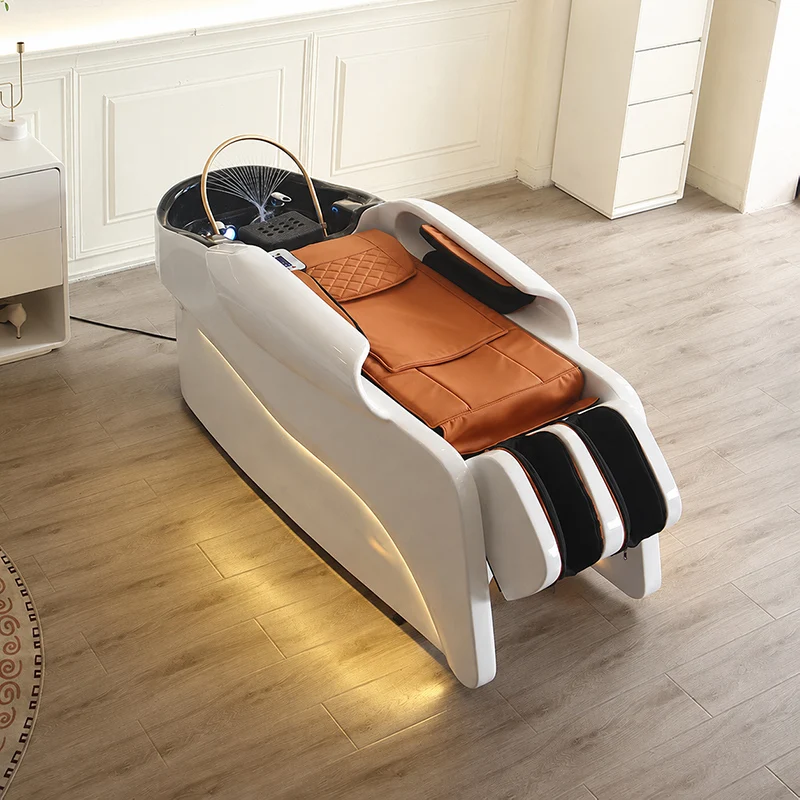 Professional Electric Shampoo Bed With Massage Heating LED Light Acrylic Basin For Hair Salon Spa Head Spa OEM Custom