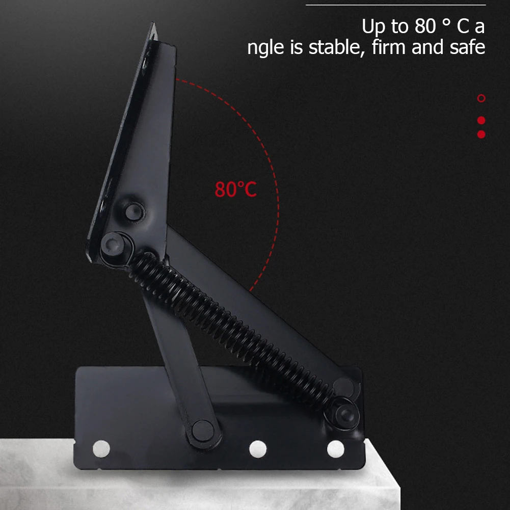 2pcs Professional Spring Hinge 80 Degree Cabinet Door Lift Up Top Support Hinges Damper Buffer Home Improvement