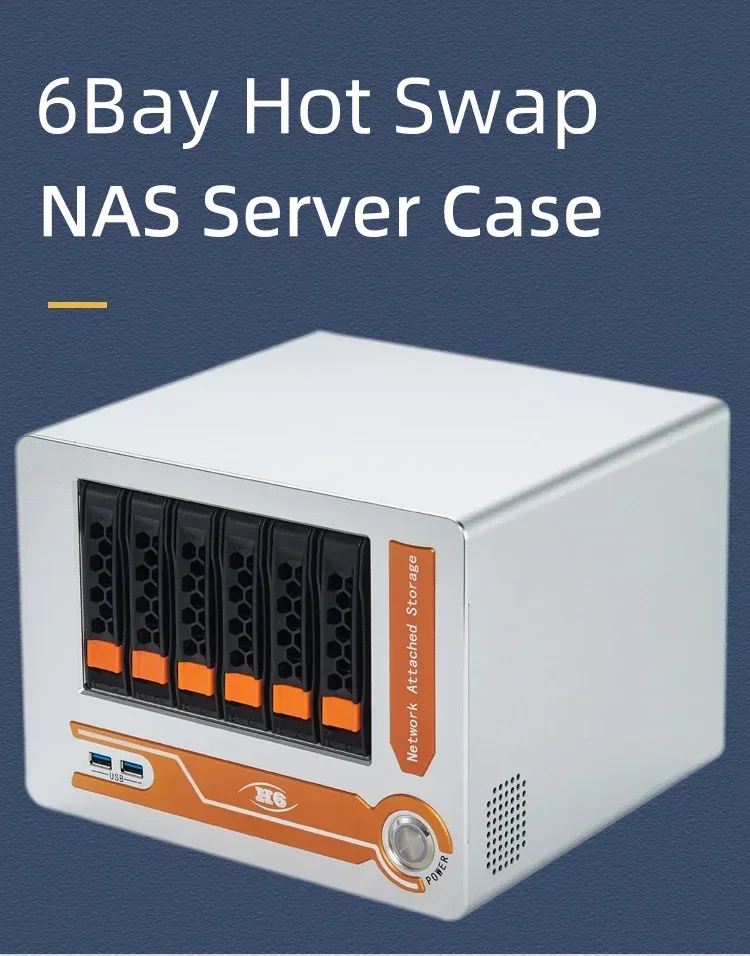 4 Bays Server Chassis Aluminum Alloy Full Tower Stock Server ATX Nas Case with a Fan for Heat-dissipation