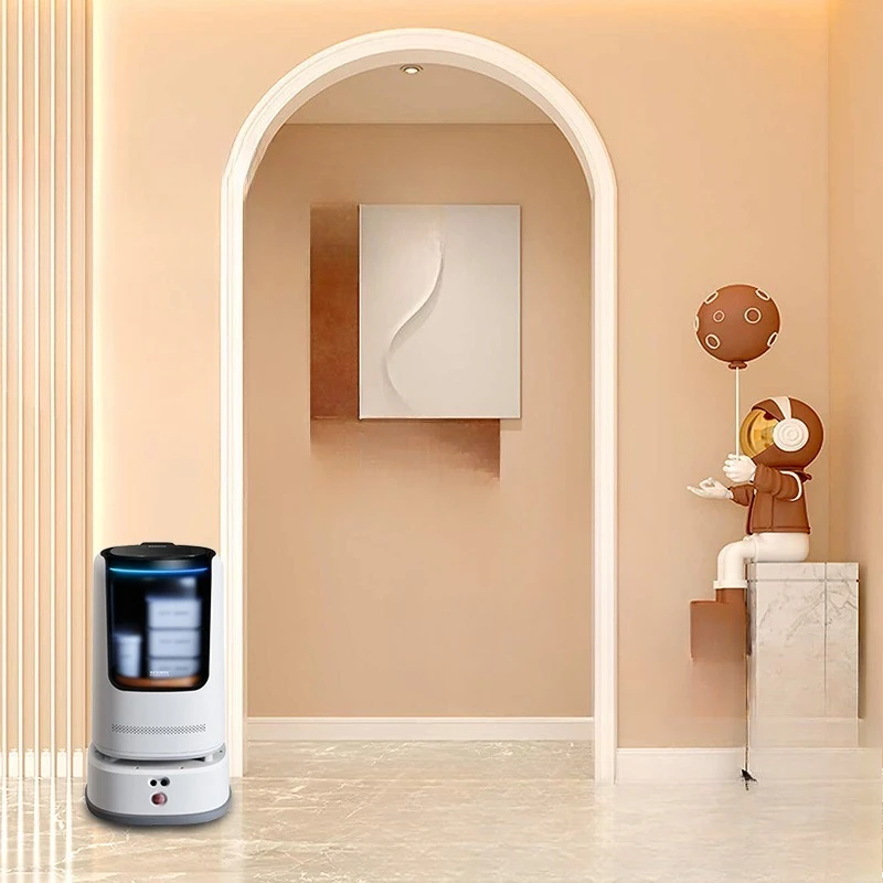 Hotel delivery robot, hotel service items lead the elevator voice and phone notification