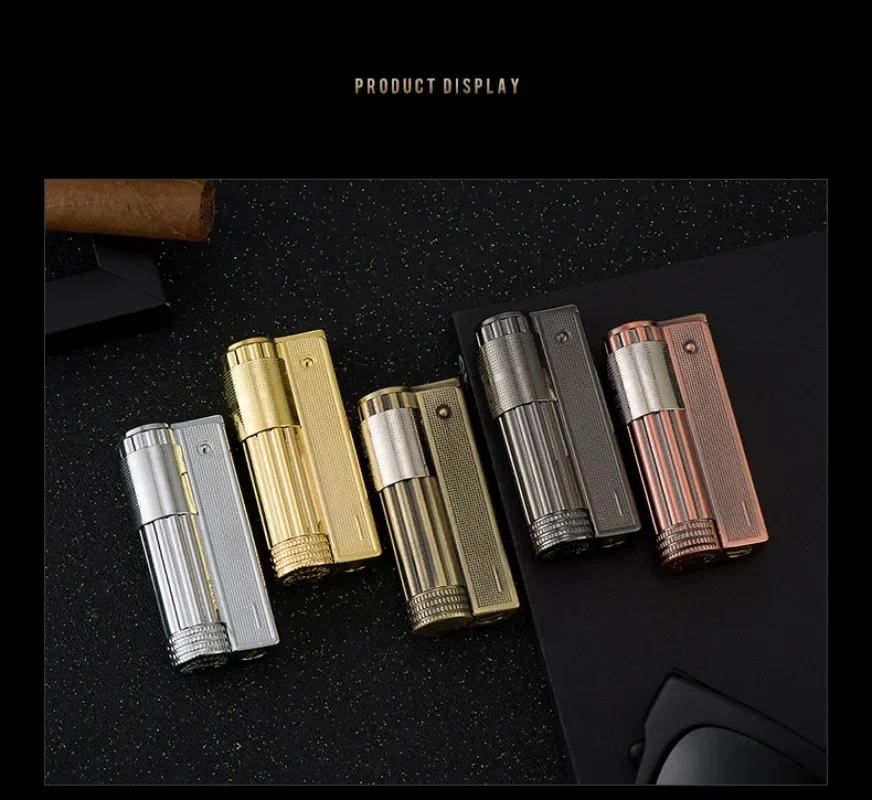 Luxury Creative Windproof Vintage Genuine Metal Alloy Vintage Kerosene Lighter Men Cigarette Oil Lighter