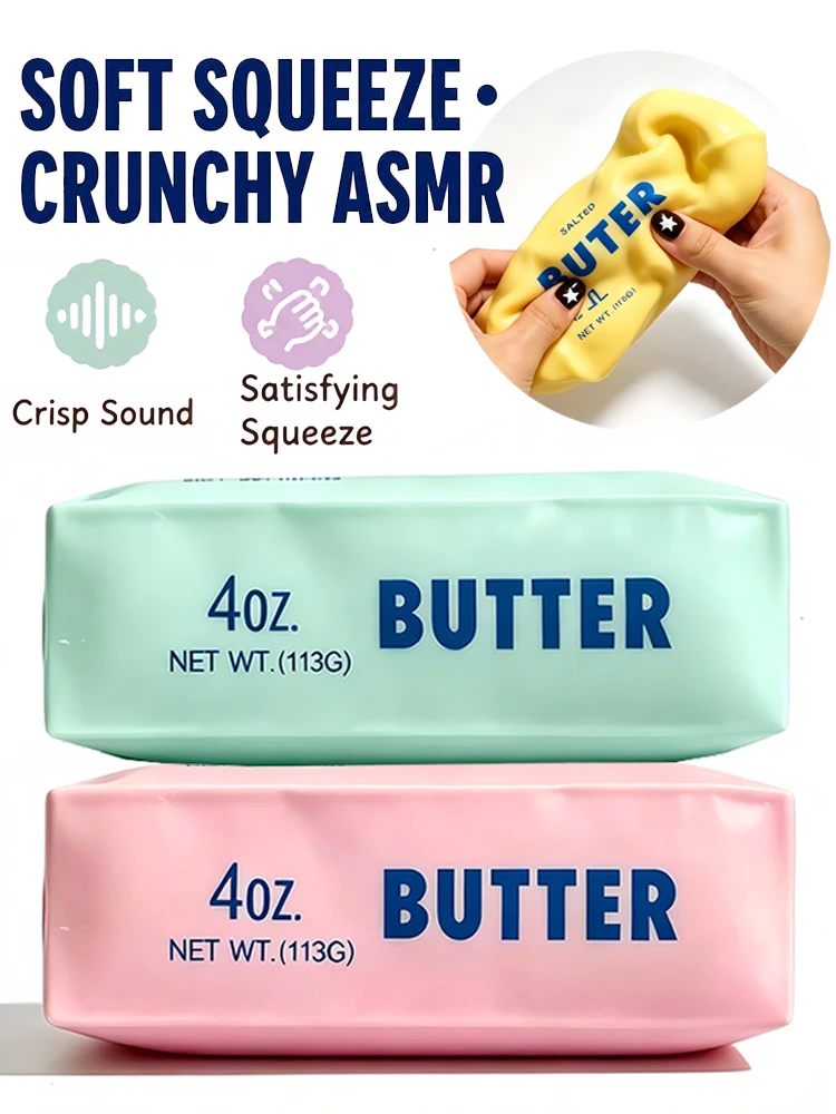 Knuspriger Butter-Stick, Quetschbarer Stressball, Fidget-Spielzeug, Knusprige Squishies, Quetschspielzeug, ASMR Anti-Stress-Entspannung, Handentspannung, Geschenk-Spielzeug