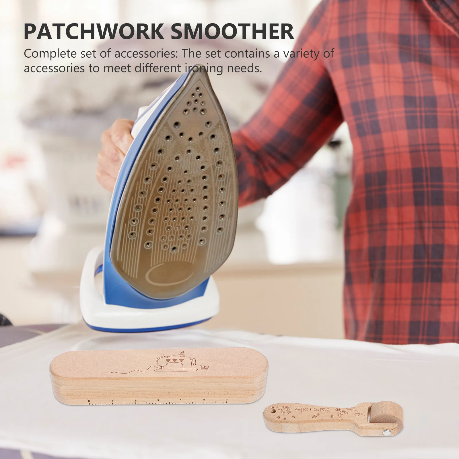 

4pcs Beechwood Tailors Clapper Set Seam Roller Point Turner For Quilting Sewing Pressing Fabric Wrinkle Removal Flattening