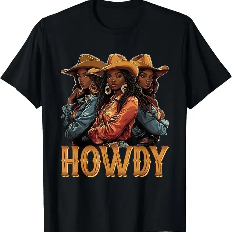 Howdy Retro Western Melanin Black Cowgirl African Women T Shirt