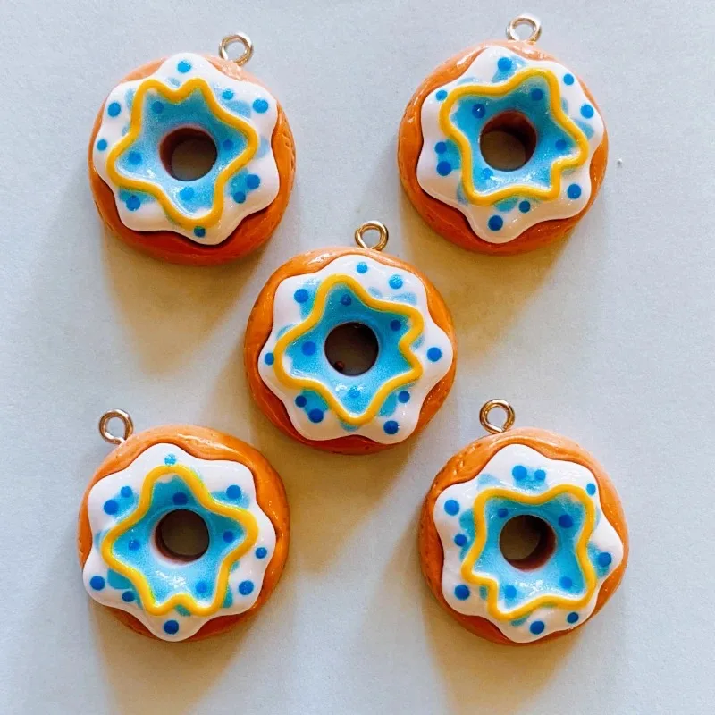 10Pcs Colorful Simulation Bread Doughnut Resin Charms