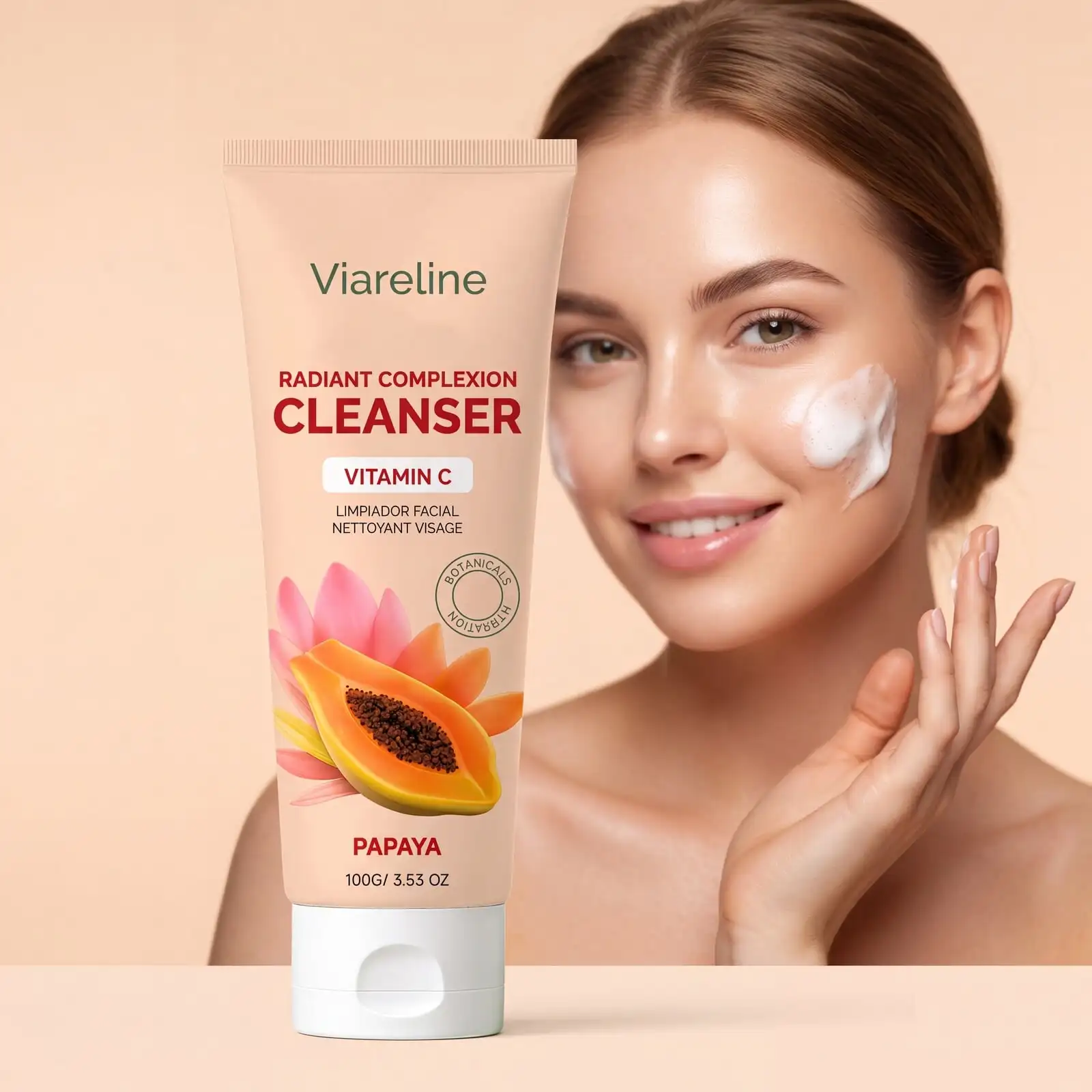 Papaya Vitamin C Complex Cleansing Milk, Dense Foam, Skin-friendly, Mild and Not Tight, Daily Facial Cleansing