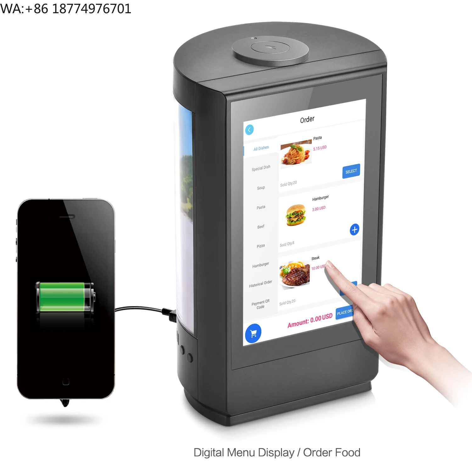 

New Android Touch Screen Tabletop Advertising Player Digital Signage 7 Inch Digital Menu Phone Power Bank