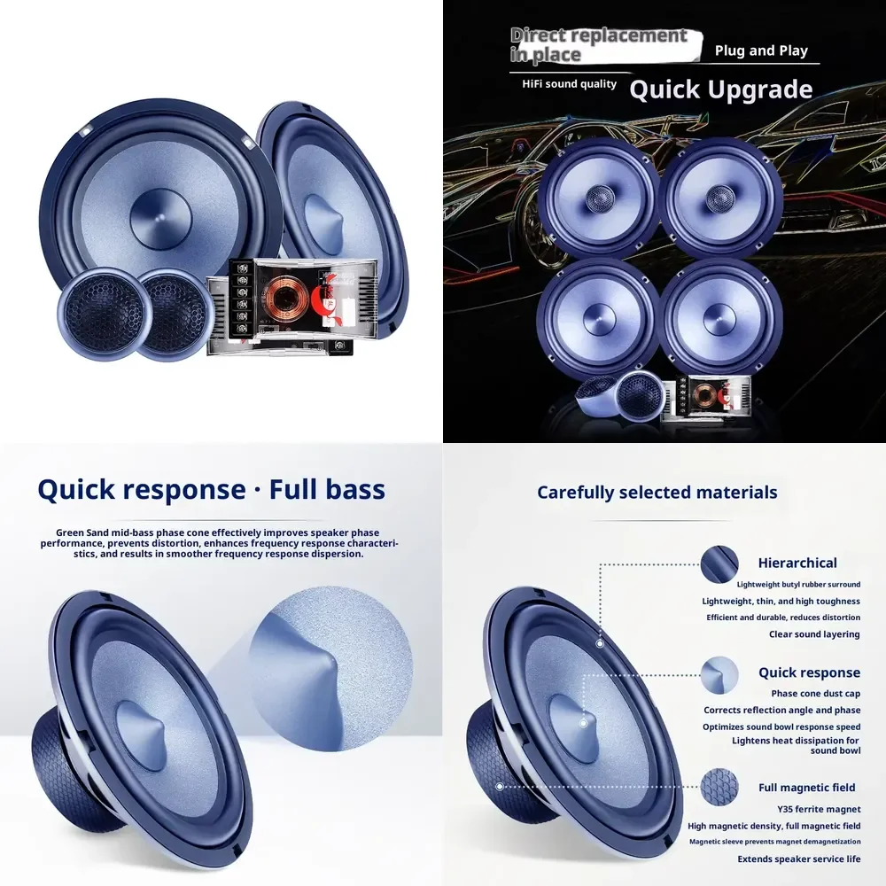 

Car Audio Coaxial 6.5 Inch Horn Tweeter Center Heavy Bass Universal Two-Frequency DSP Sound Insulation Set