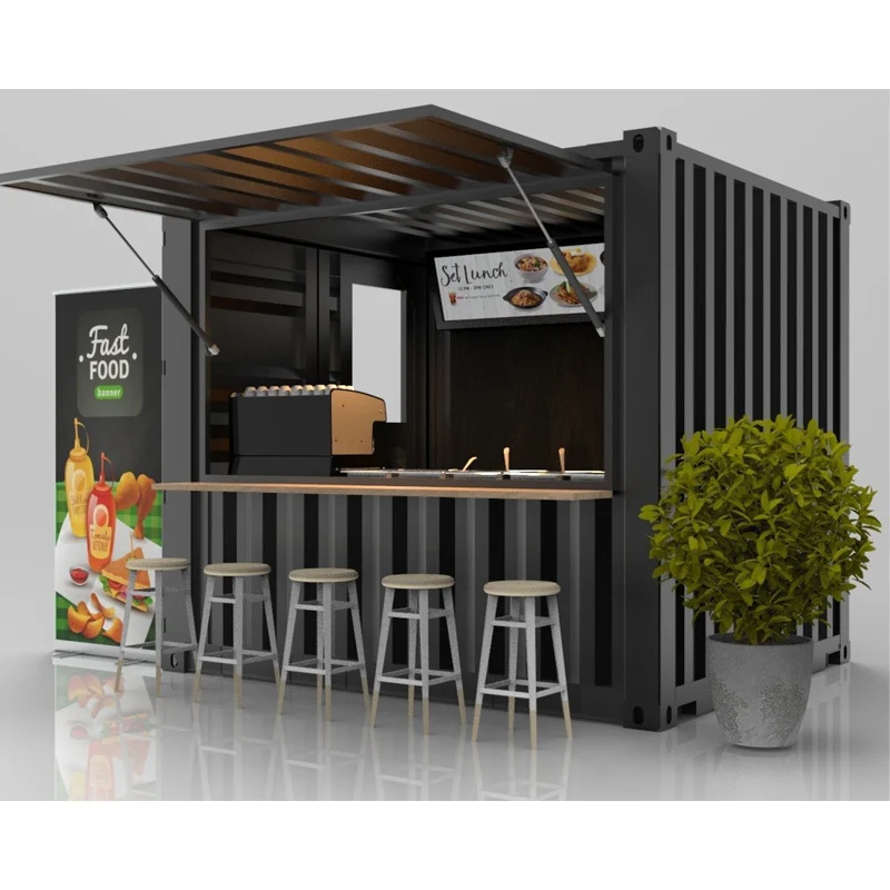 prefab mobile steel structure container shop cafe