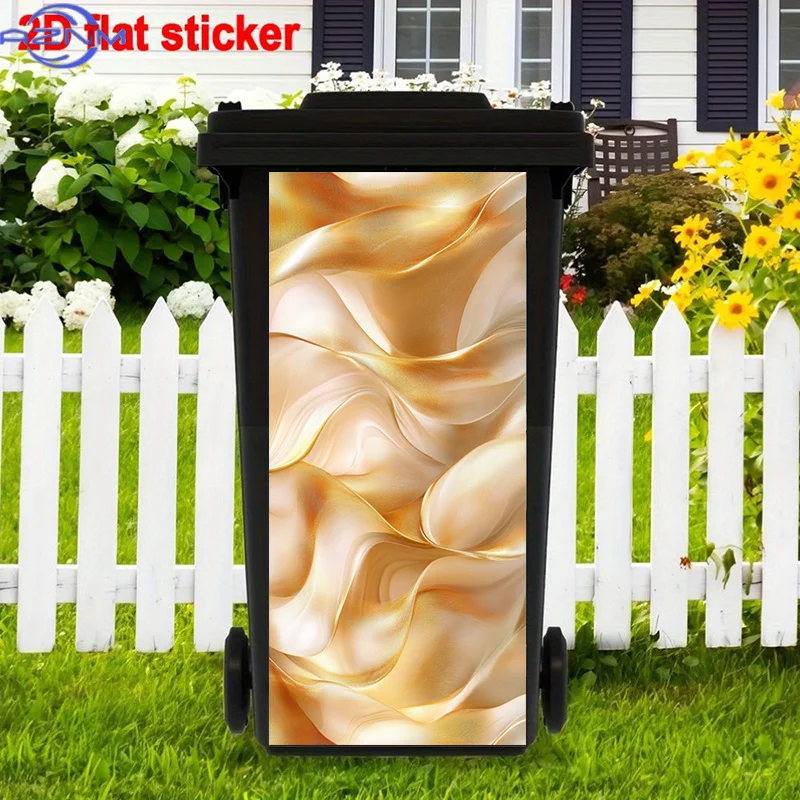 Rich Golden Stickers Decoration, Luxe Texture Stickers, Flowing Drapery Stickers, Elegant Design Trash Can Mural
