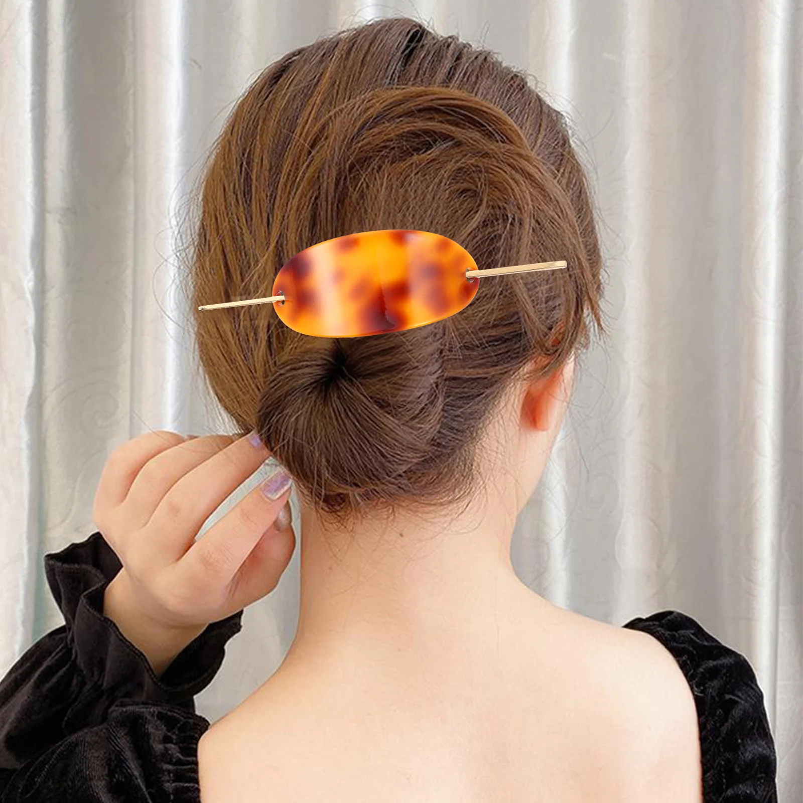 

Elegant Geometric Hairpins Acrylic Amber Color Durable Alloy Women Accessories Wedding Banquet Party Headdress nament Hair Tool