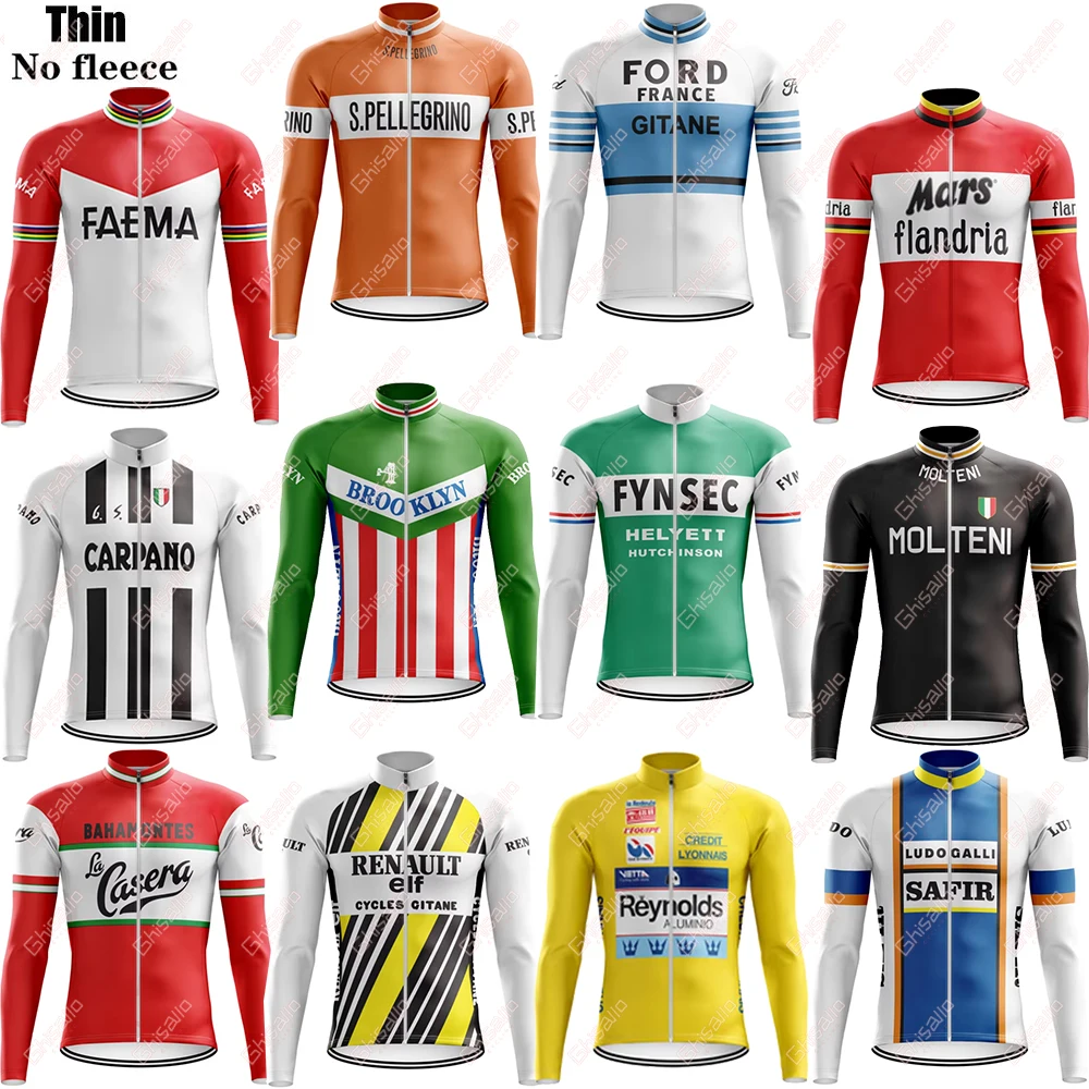 Retro Cycling Jersey for Men MTB Jersey, Bicycle Team Cycling Shirt, Long Sleeve Bike Wear, Premium Cycle Clothes, New 17 Styles