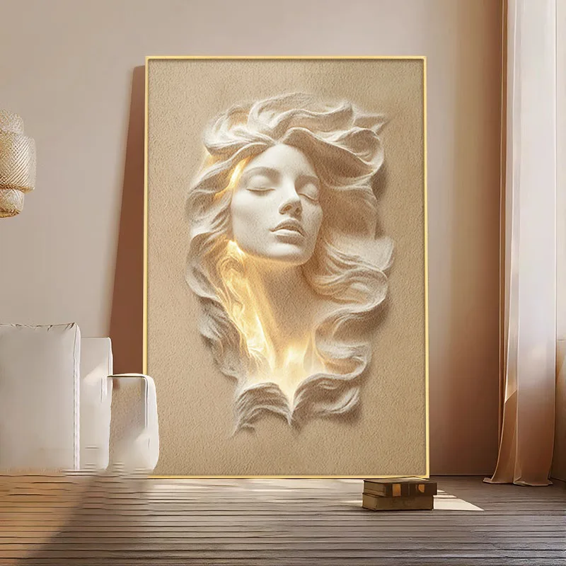 xx-Minimally Abstract Entrance Hall Decoration Painting Hallway Hanging Painting Background Lighting Painting Led Room Light