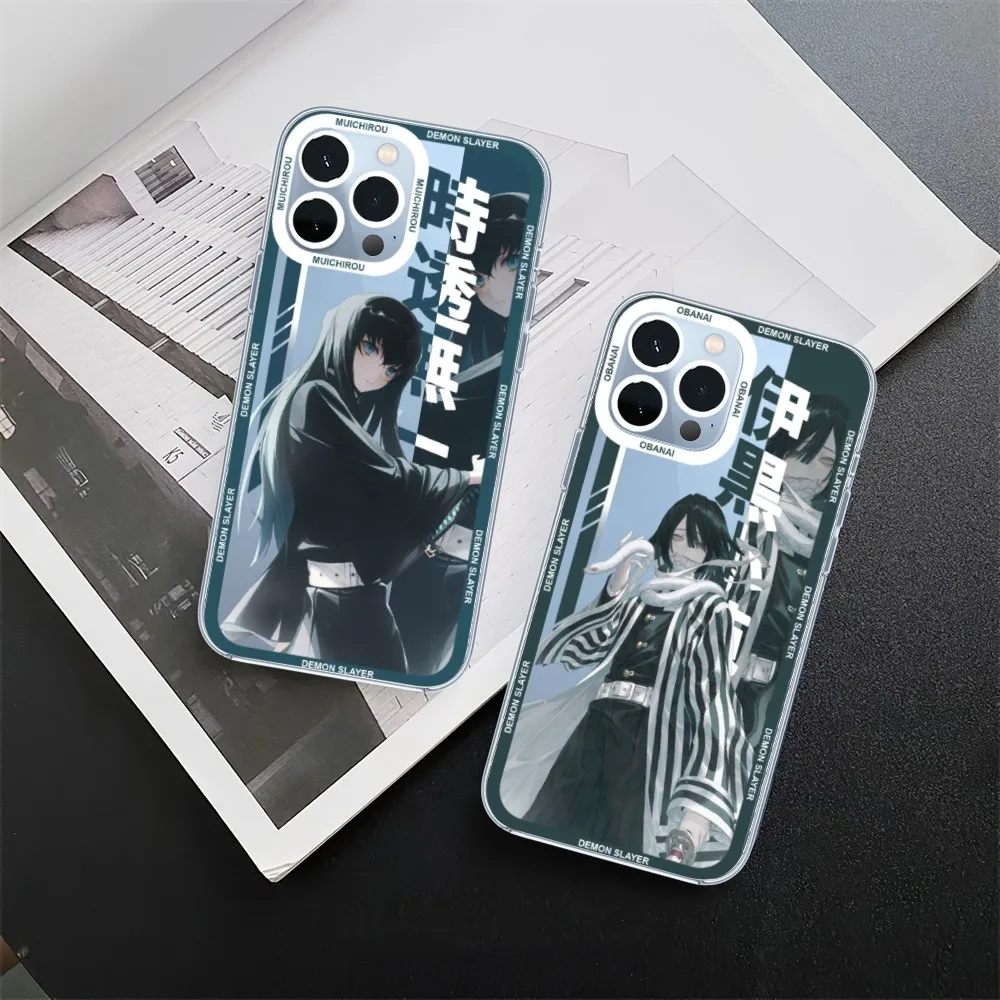 Anime Demon Slayer Muichiro Tokito Phone Case For iPhone 11 12 Mini 13 14 15 Pro Max Transparent Shell