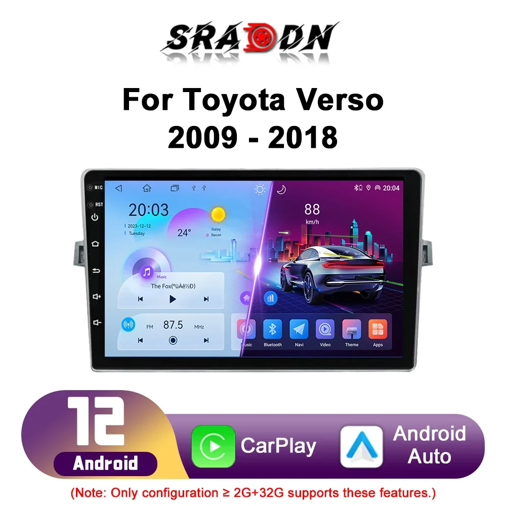 For Toyota Verso R20 2009 - 2018 Car Radio Android Automotive Multimedia Player GPS Navigation Carplay Touch Screen Auto Stereo