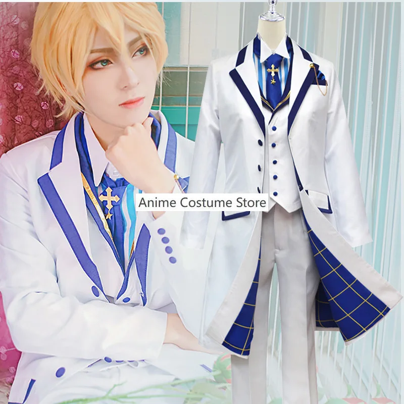 Anime Game Fate Grand Order Fgo Arthur Pendragon Cosplay Costume White Rose King of Knights Wig Windbreak Man Carnival Suit