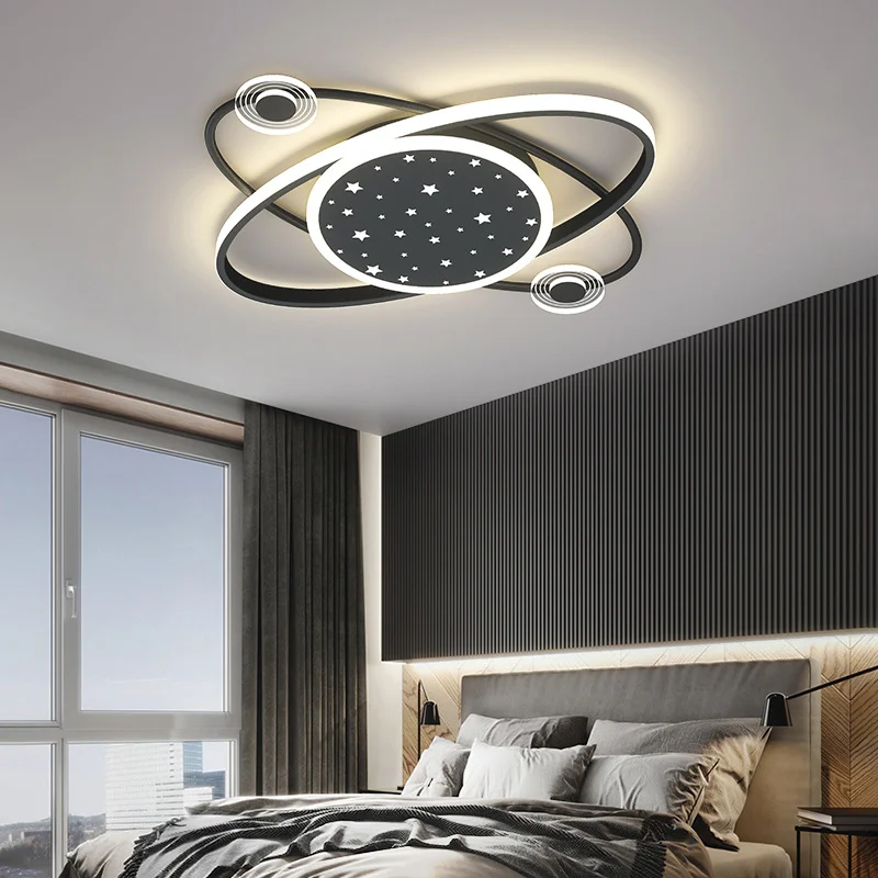 Modern Minimalist LED Ceiling Light Black Gold Dimmable With Remote Control Living Room Bedroom Interior Lighting Fixtures