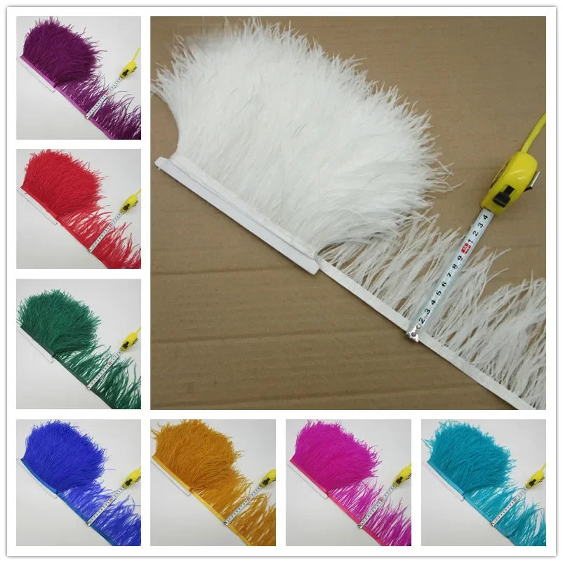 10 yards Ostrich Feather Trim Fringe Feather Ribbon 10-15CM/4-6Inch Width Sewing Crafts Costumes Decoration Diy