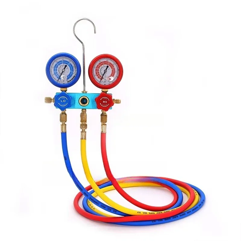 Refrigeration compressor inflatable hose digital manifold meter for pressure measurement