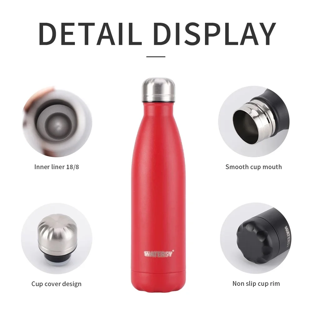 500ML Stainless Steel Thermos Mug Sports Water Bottle Cold and Hot Thermal Cups Vacuum Travel Tumbler Mug Thermal Bike Bottle