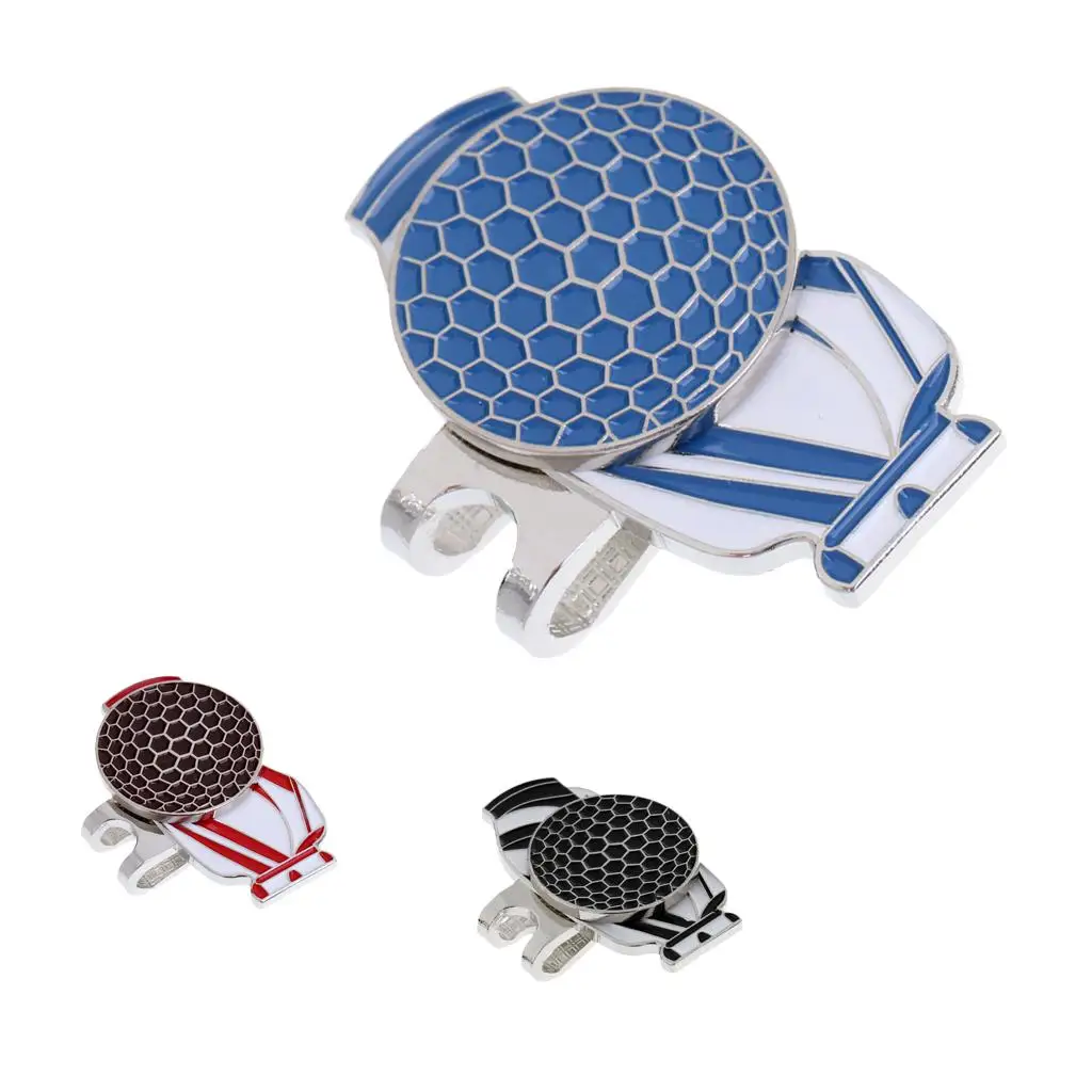 Golf Bag Pattern Alloy Golf Ball Marker with Hat & Visor Clip