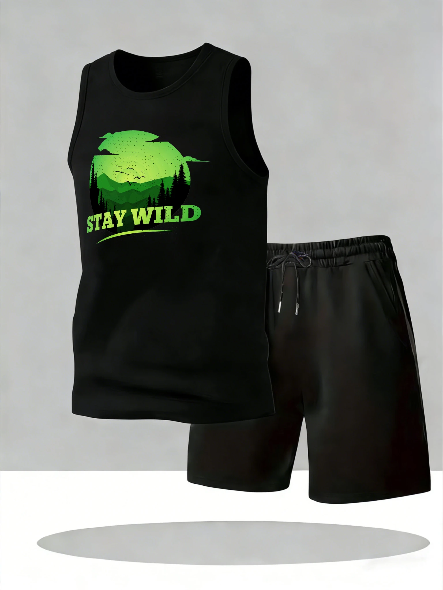 

Men's Tank Top Sets 2026 Summer Quick drying oversize beach running sports crewneck Suit for man sweat suit Breathable