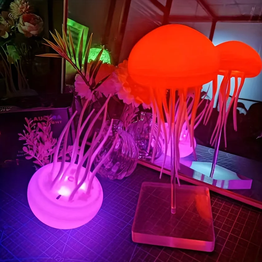 Modern Jellyfish Desk Lamps USB Powered Adjustable Color Changing LED Night Light  Switch Control Seascapes Rechargeable Lithium