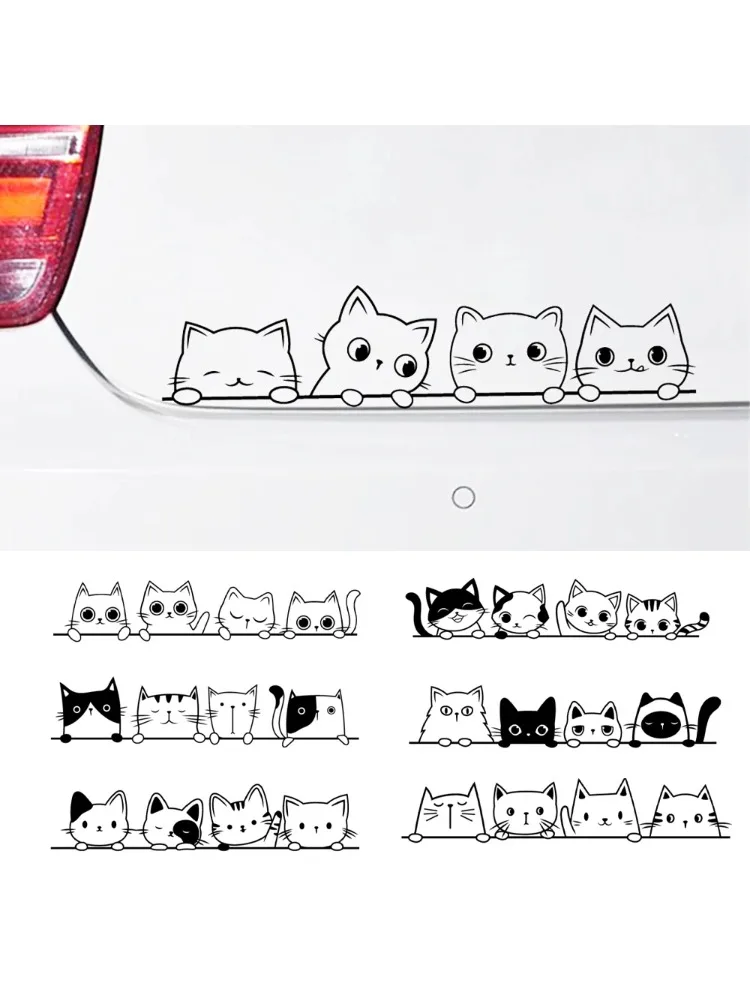 AliExpress NONE Cute Cat Family Car Sticker, Waterproof Vinyl Decal, Black & White Style