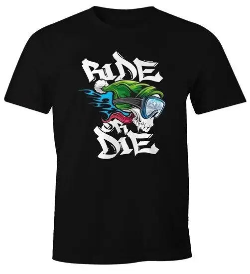 Mens Ride or the Skull Snowboard Rider Ski Rider Winter Athlete T-Shirt-