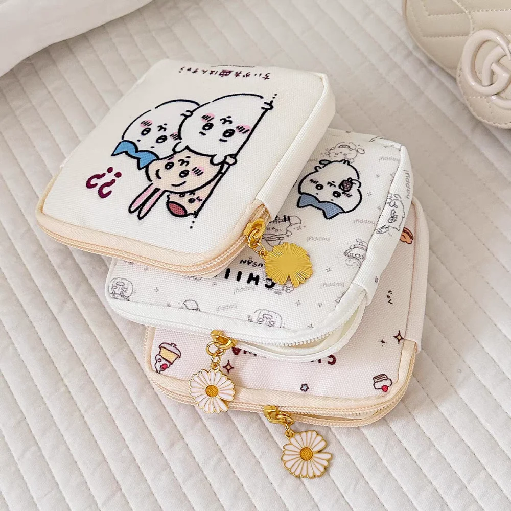 

Kawaii Chikawa Hachiware Canvas Storage Bag Cartoon Usagi Student Headphones Lipstick Sundries Organizer Bags Girls Gifts