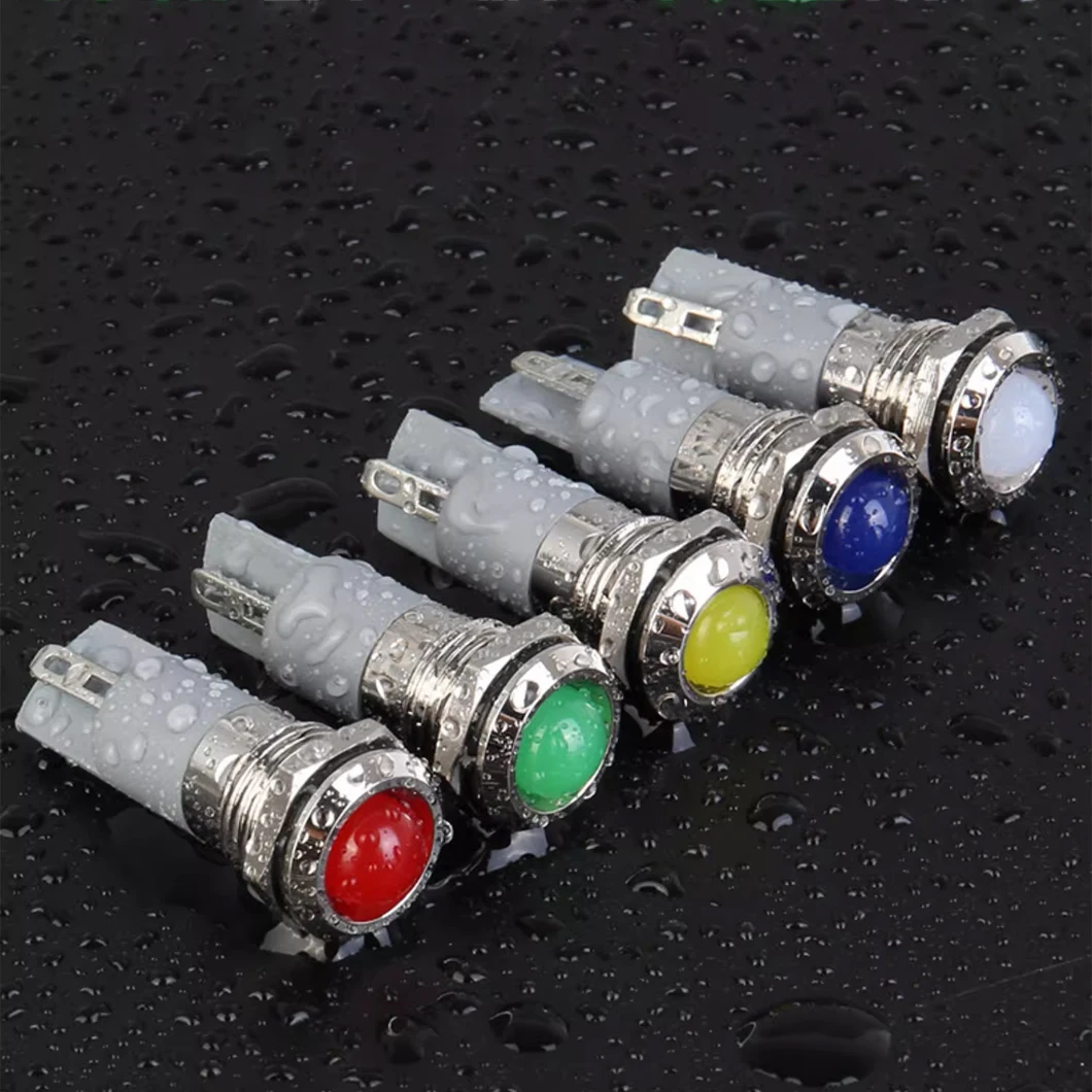 

ABILKEEN 10 шт./лот, 12 мм, плоская/шарообразная миниатюрная металлическая индикаторная лампа, 3~220 В, промышленная сигнальная лампа, водонепроницаемая, 2-контактный паяльный терминал