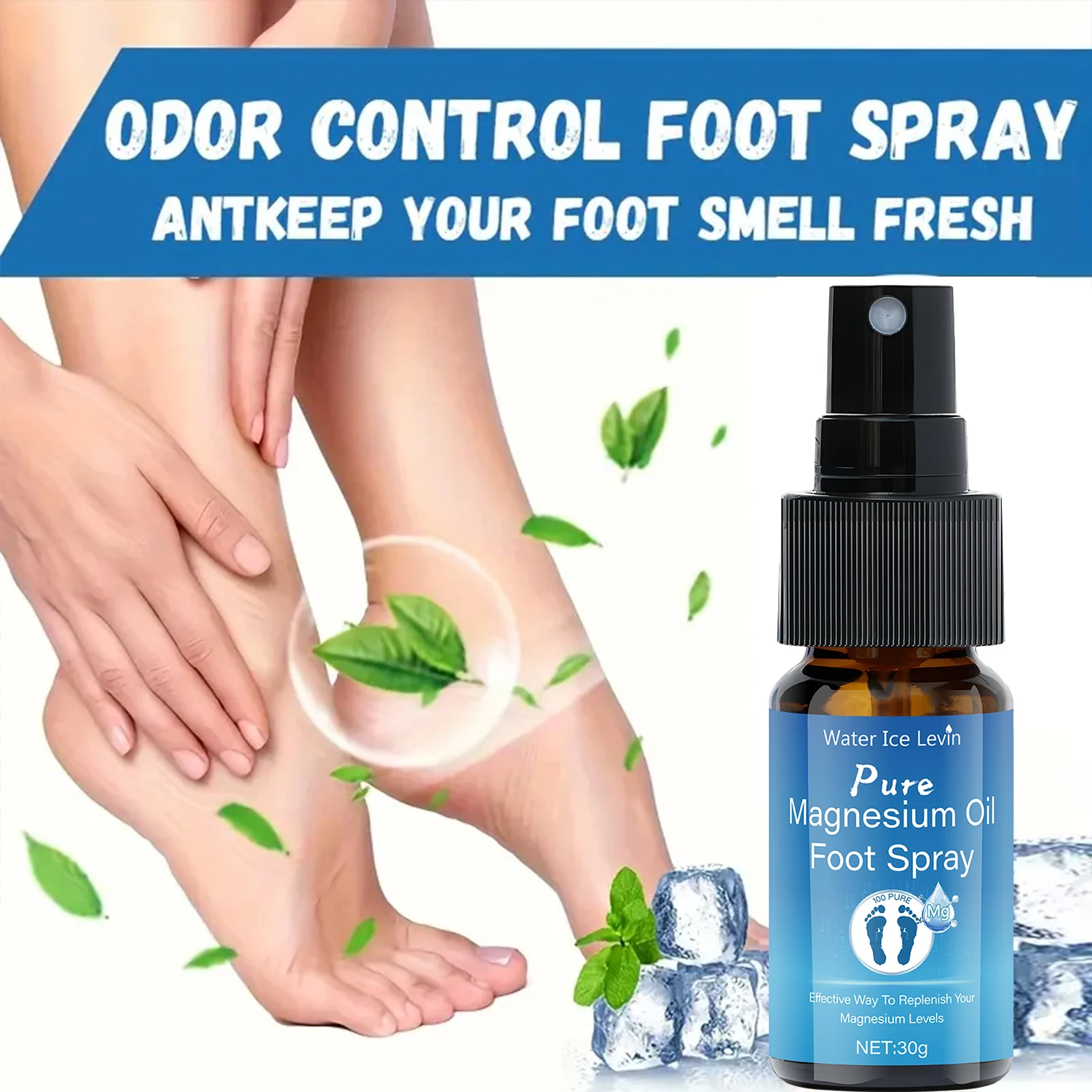 رذاذ القدم بزيت المغنيسيوم النقي مع فيتامين E - العناية بالقدم المرطبة وسريعة الامتصاص للبشرة المرنة والناعمة