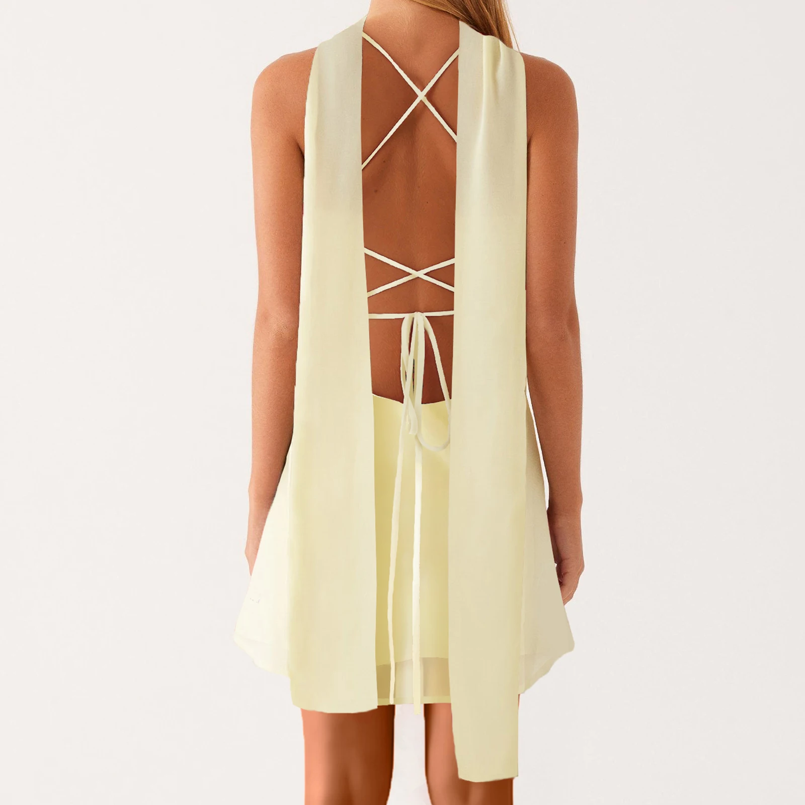 Damska Sukienka Mini Boho Y2K w Kwiaty na Cienkich Ramiączkach, Seksowna Bez Rękawów z Odkrytymi Plecami, Bandazowa, Krótka Sukienka na Wyjście, Odzież Plażowa 2025