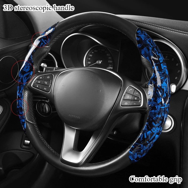 Luxury Glitter Forged Carbon Fiber Steering Wheel Cover – 3D Textured, Anti-Slip, Universal Fit & Easy Installation