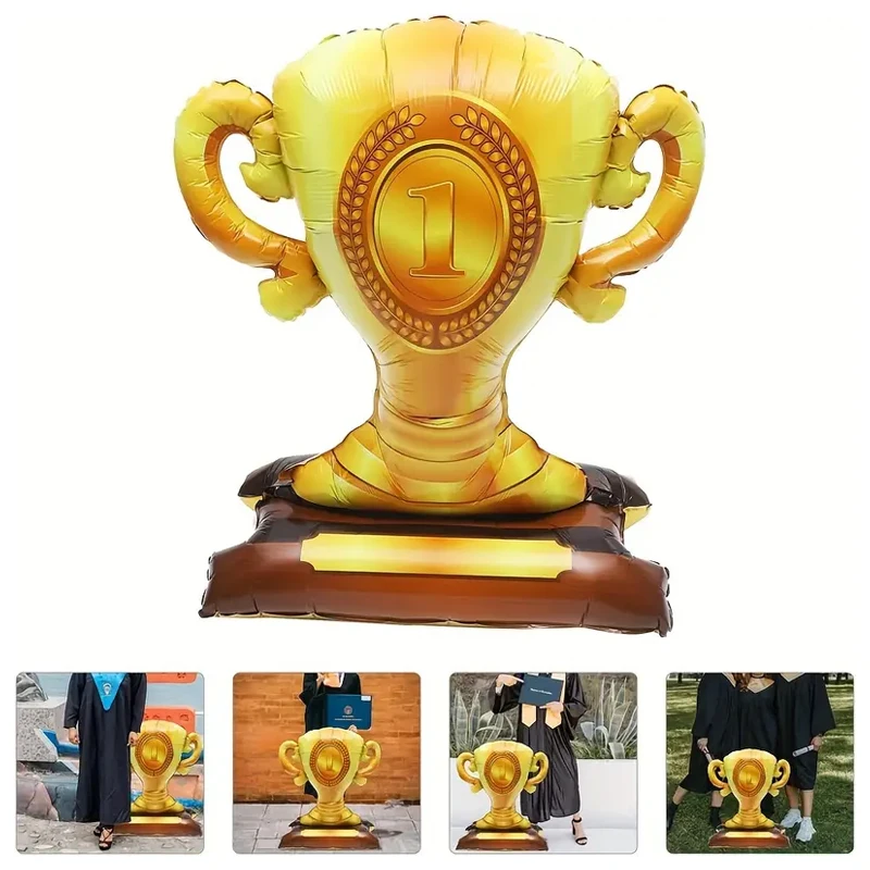 1pc, 3D Golden Championship Trophy Foil Balloon Sports Theme Party Balloon Birthday Party Decoration Win Party Supplies