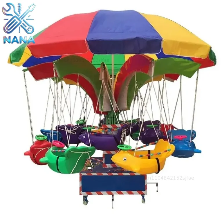 Playground Merry Go Round Carousel Ride Kids Rotating Flying Chair Large Outdoor Entertainment Equipment