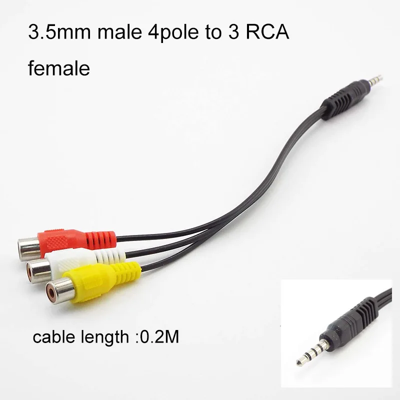 1Pcs 3 4 pole 3.5mm male female Jack Plug To 2RCA 3 RCA male female Adapter 3RCA Audio video AV Cable Wire Cord w1