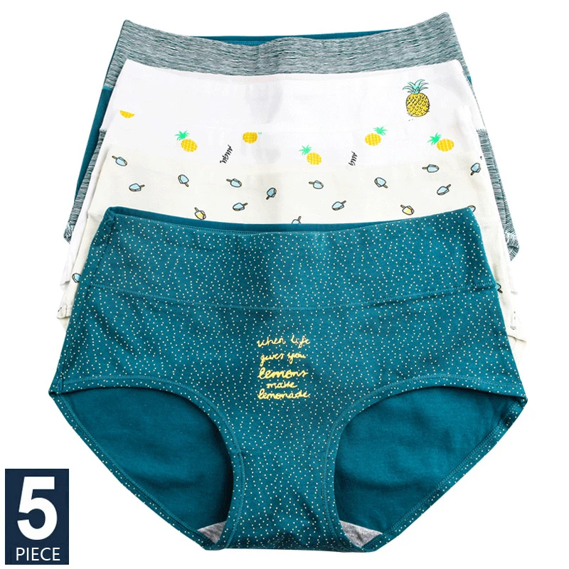5Pcs/Set High Waist Pure Cotton Panties Women Body Slimming Underwear Breathabl…