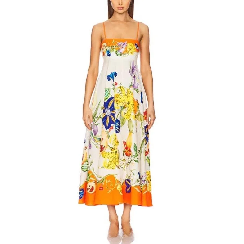 Ele ارتفاع الخصر الأزهار طباعة الصيف عادية الدكتور المرأة ربيع جديد Sle تخفيف الرياح لا العلامة التجارية ألف خط تنورة الدكتور