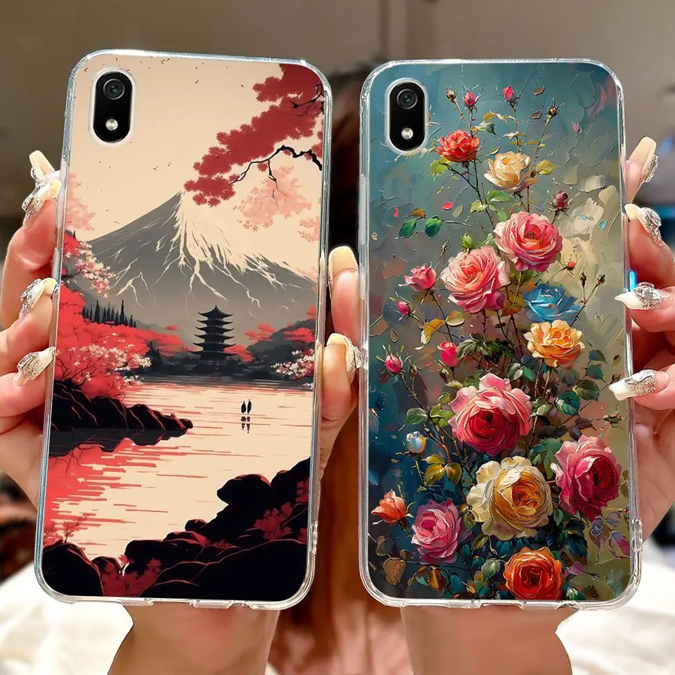 ل Redmi 7A حافظة شفافة لطيف القط موضة الزهور الفاخرة مضحك رسمت لينة حافظة هاتف من البولي يوريثان Funda 5.45'' #3